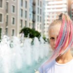 girl with multicolor hair chalk dye