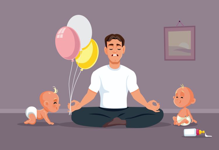 namaste stay at home dad twins balloons