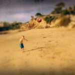 Playing football with my son