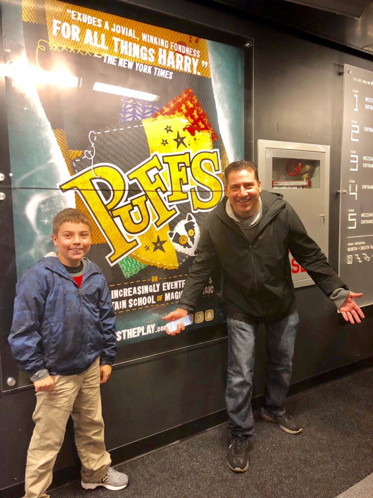 Harry Potter fans, Lance and his son, ready to see Off-Broadway's, PUFFS