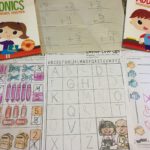 A collection of schoolwork by a small child.