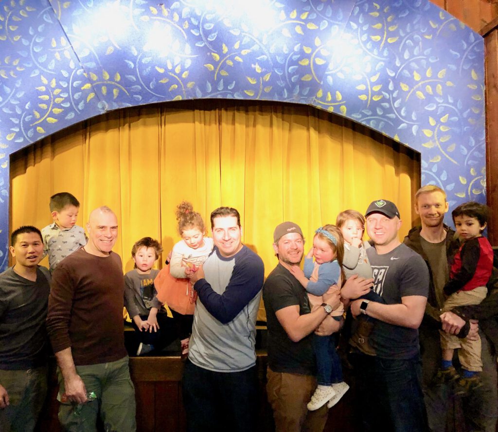 neverland peter returns nyc dads in front of stage