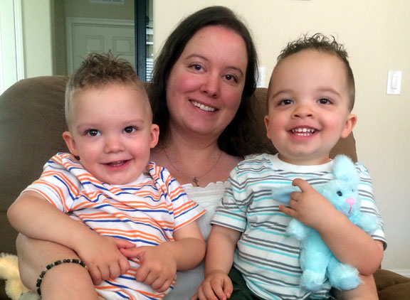 Shannon Zelenka with twin sons Gavin and Carter mother's day