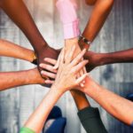 community diverse hands in
