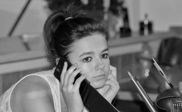 daughter on the phone