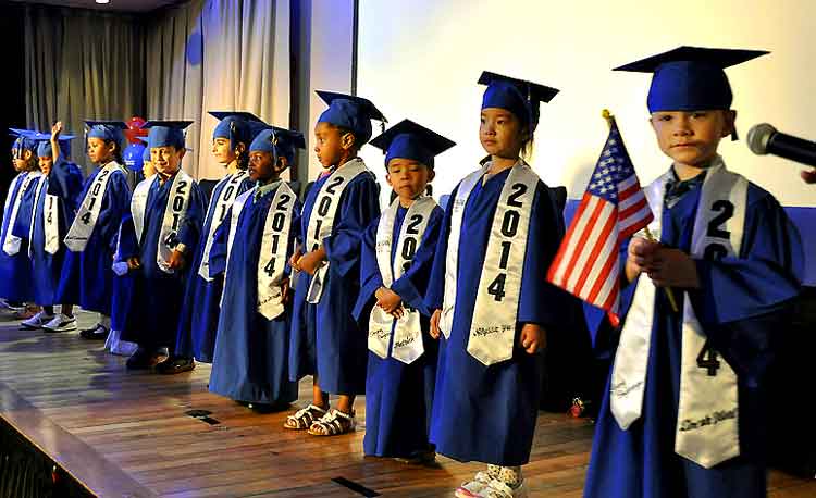 If you think kindergarten graduation ceremonies are bad enough, know that this is actual a photo of a preschool graduation event.