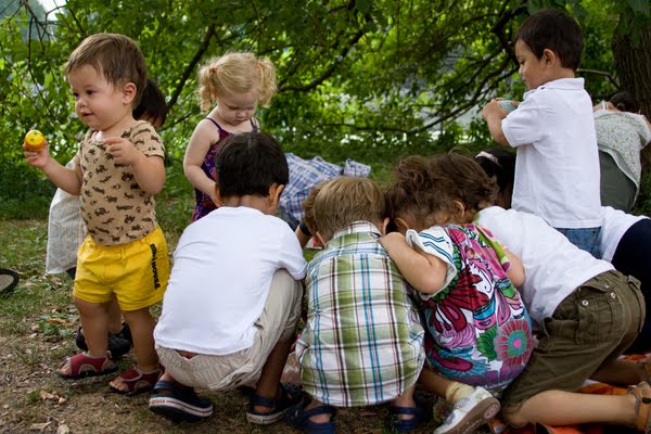 Kids explore Music Garden in Central Park