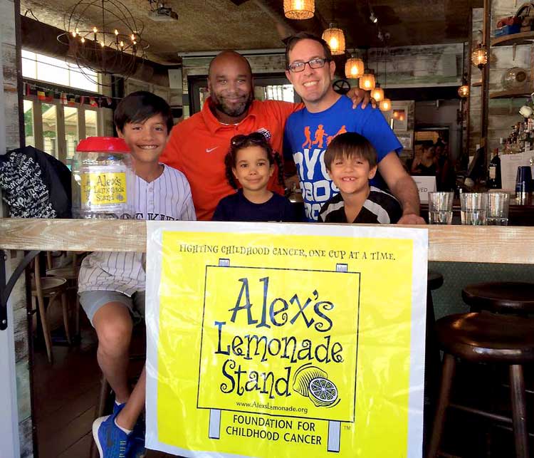 NYC Dads Group set up an Alex's Lemonade Stand inside a restaurant in 2016