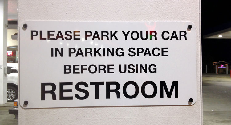 potty break restroom sign