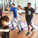 nyc dads group and kids take a boxing class at crunch gym