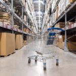 shopping with kids at costco cart warehouse aisle