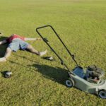 yard dad mow lawn exhausted father mows best