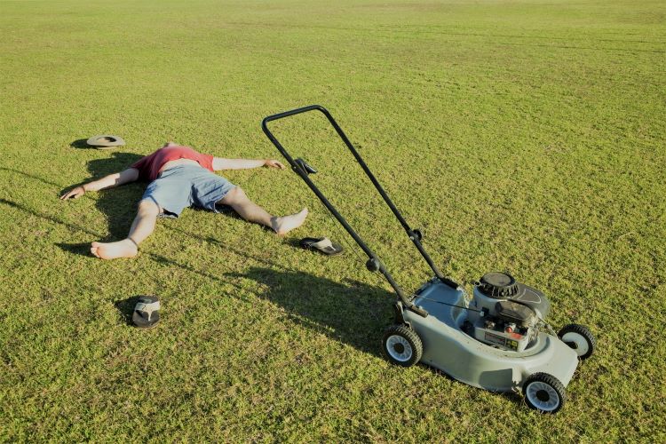 yard dad mow lawn exhausted father mows best